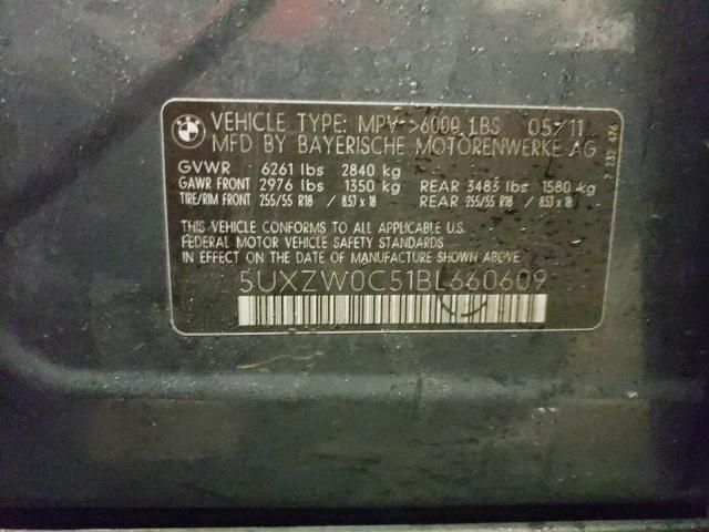 5UXZW0C51BL660609 - 2011 BMW X5 XDRIVE35D GRAY photo 13