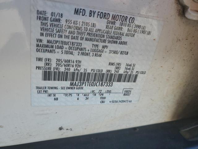 MAJ3P1TE0JC187333 - 2018 FORD ECOSPORT SE Weiß Foto 12