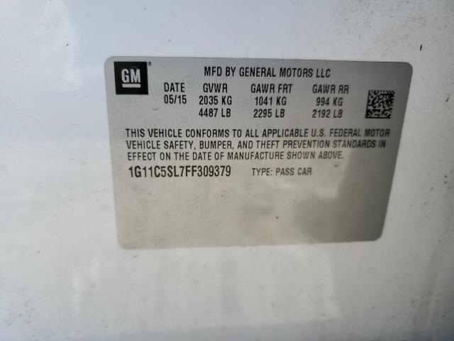 1G11C5SL7FF309379 - 2015 CHEVROLET MALIBU 1LT 白色 照片 12