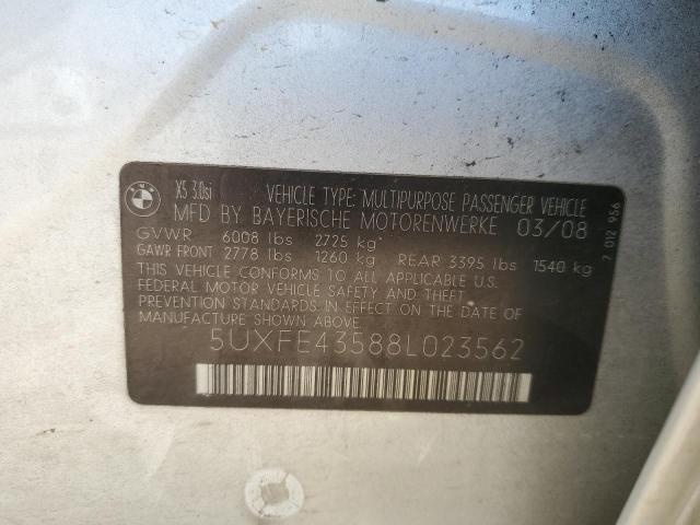 5UXFE43588L023562 - 2008 BMW X5 3.0I SILVER photo 13