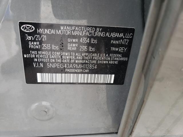 5NPEG4JA9MH112854 - 2021 HYUNDAI SONATA SE GRAY photo 12