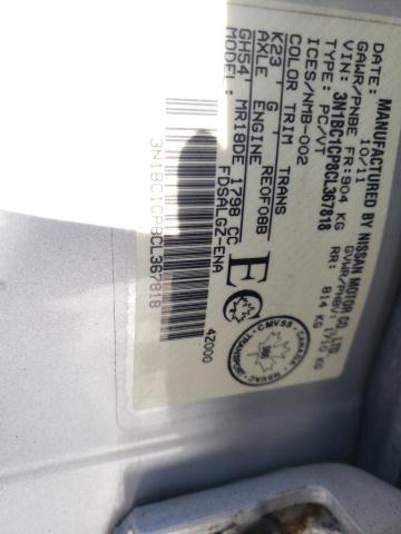 3N1BC1CP8CL367818 - 2012 NISSAN VERSA S SILVER photo 13