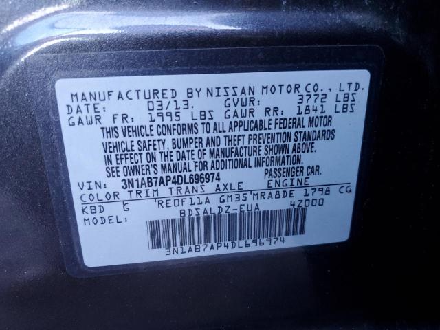 3N1AB7AP4DL696974 - 2013 NISSAN SENTRA S GRAY photo 12