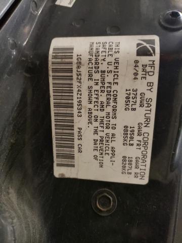 1G8AJ52FX4Z195343 - 2004 SATURN ION LEVEL 2 灰色 照片 10