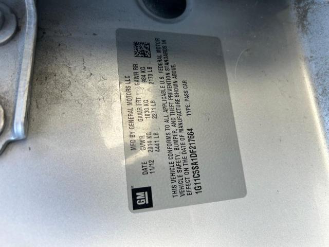 1G11C5SA1DF217664 - 2013 CHEVROLET MALIBU 1LT 银色 照片 10