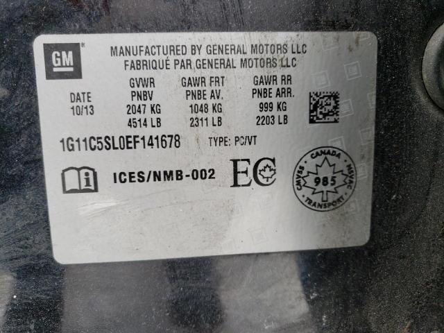 1G11C5SL0EF141678 - 2014 CHEVROLET MALIBU 1LT BLACK photo 12