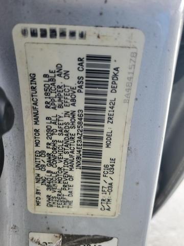 1NXBU4EE3AZ258463 - 2010 TOYOTA COROLLA BASE SILVER photo 12