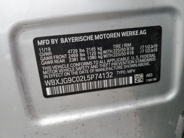 WBXJG9C02L5P74132 - 2020 BMW X1 XDRIVE28I ვერცხლისფერი ფოტო 12