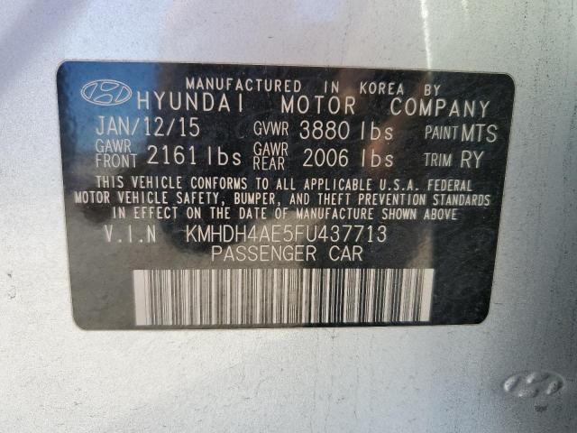 KMHDH4AE5FU437713 - 2015 HYUNDAI ELANTRA SE SILVER photo 12