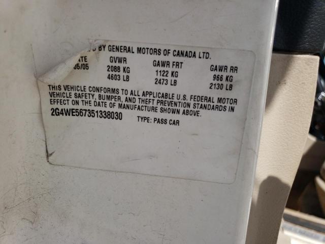 2G4WE567351338030 - 2005 BUICK LACROSSE CXS WHITE photo 12