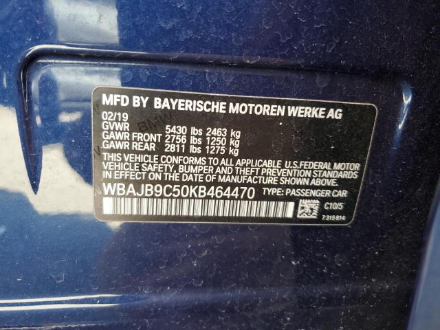 WBAJB9C50KB464470 - 2019 BMW M550XI BLUE photo 13