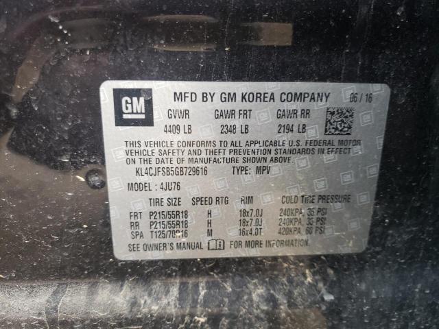 KL4CJFSB5GB729616 - 2016 BUICK ENCORE CONVENIENCE 黑色 照片 12