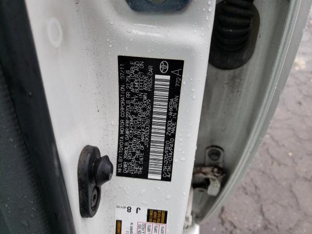 JTDKN3DU7B1390679 - 2011 TOYOTA PRIUS WHITE photo 12