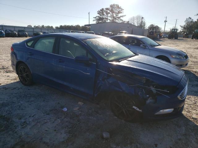 3FA6P0H94JR287083 - 2018 FORD FUSION SE BLUE photo 4