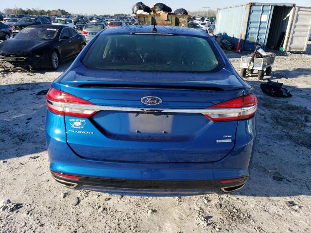 3FA6P0H94JR287083 - 2018 FORD FUSION SE BLUE photo 6