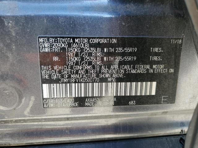 JTMY1RFV1KD500770 - 2019 TOYOTA RAV4 LIMITED GRAY photo 13