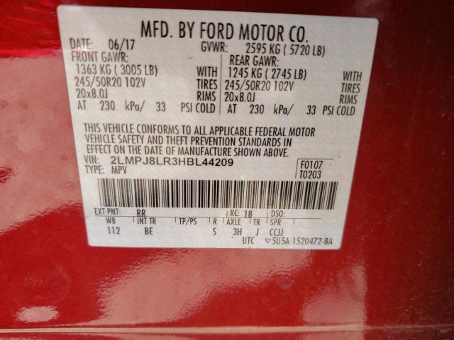 2LMPJ8LR3HBL44209 - 2017 LINCOLN MKX RESERVE Կարմիր լուսանկար 13