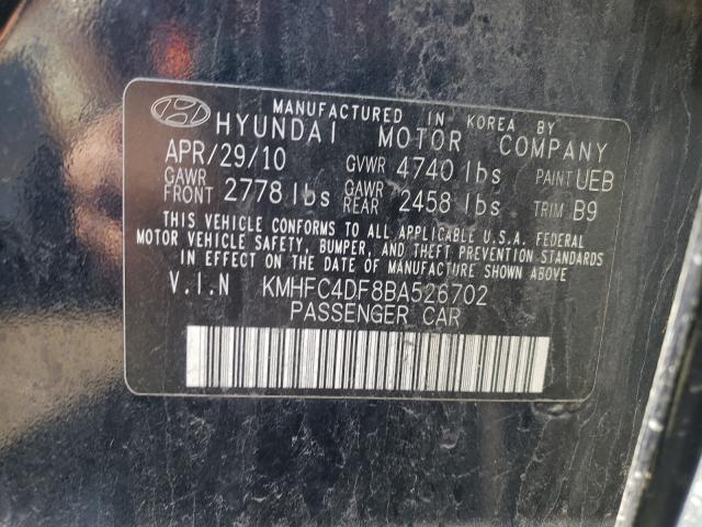 KMHFC4DF8BA526702 - 2011 HYUNDAI AZERA GLS BLACK photo 10