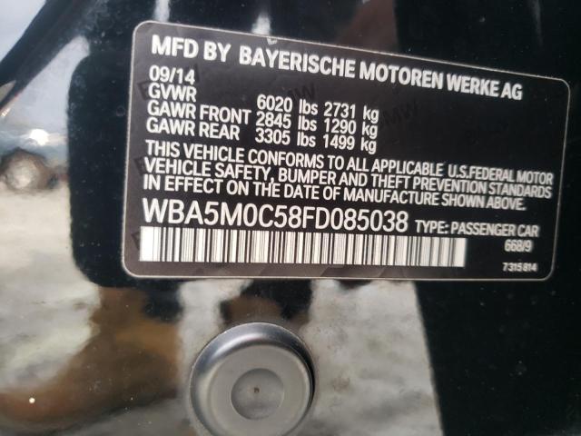 WBA5M0C58FD085038 - 2015 BMW 550 XIGT BLACK photo 12