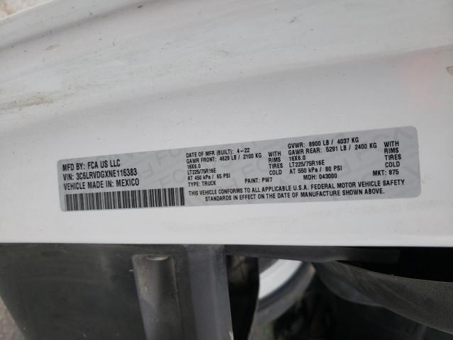 3C6LRVDGXNE116383 - 2022 RAM PROMASTER 2500 HIGH WHITE photo 14