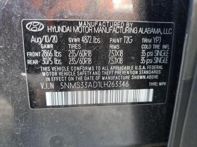 5NMS33AD1LH263346 - 2020 HYUNDAI SANTA FE SEL CHARCOAL photo 14