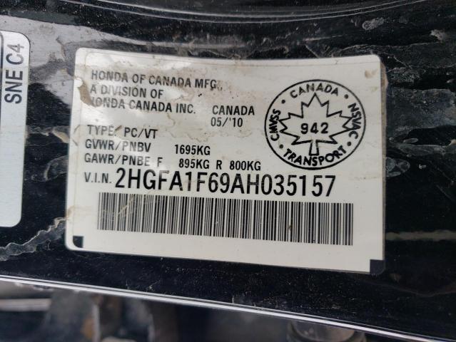 2HGFA1F69AH035157 - 2010 HONDA CIVIC LX-S Սև լուսանկար 12