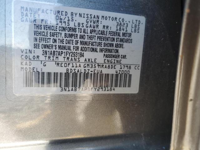 3N1AB7AP1FY293184 - 2015 NISSAN SENTRA S SILVER photo 12