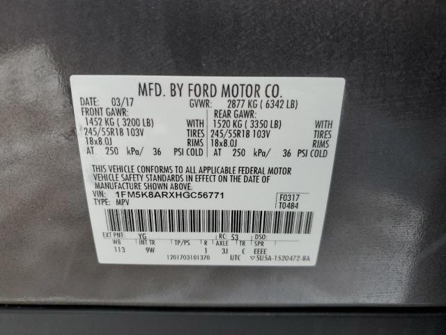 1FM5K8ARXHGC56771 - 2017 FORD EXPLORER POLICE INTERCEPTOR Boz foto 13