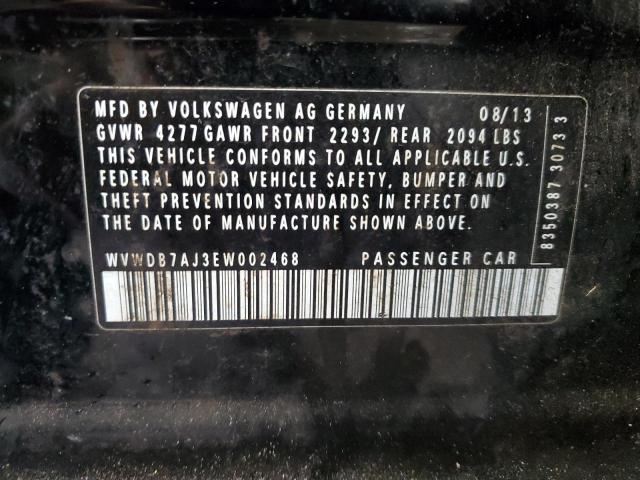 WVWDB7AJ3EW002468 - 2014 VOLKSWAGEN GOLF BLACK photo 13