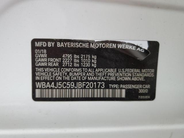 WBA4J5C59JBF20173 - 2018 BMW 440I GRAN COUPE WHITE photo 12