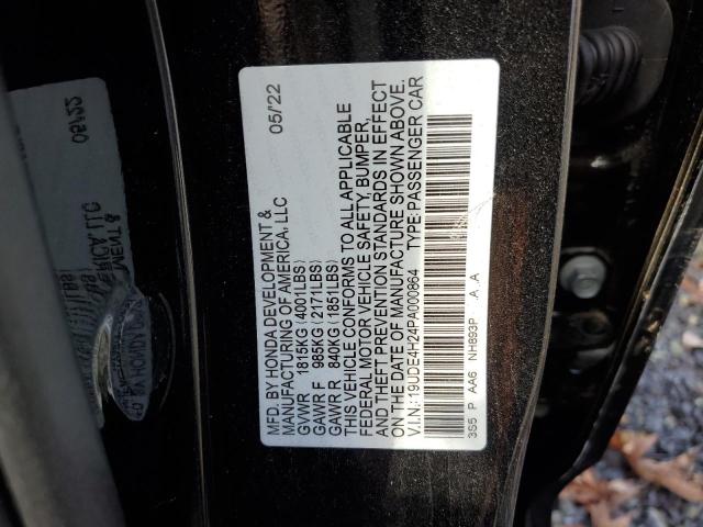 19UDE4H24PA000864 - 2023 ACURA INTEGRA BLACK photo 12