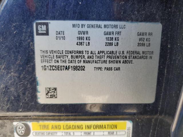 1G1ZC5E07AF198202 - 2010 CHEVROLET MALIBU 1LT 蓝色 照片 12