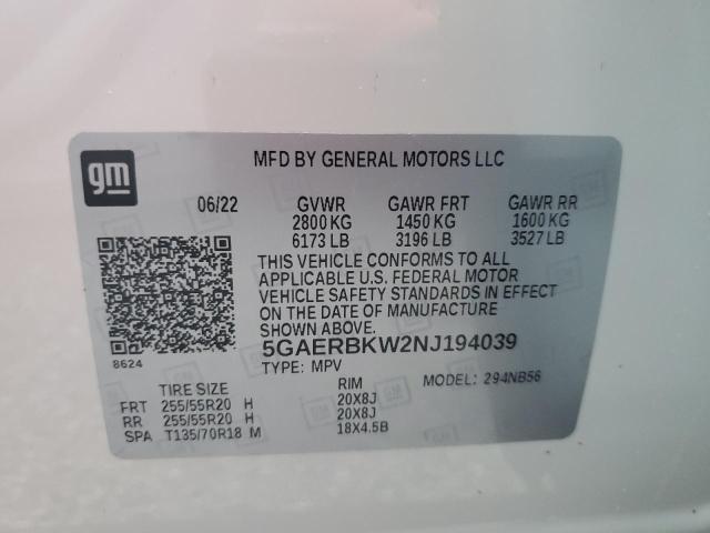 5GAERBKW2NJ194039 - 2022 BUICK ENCLAVE ESSENCE თეთრი ფოტო 14