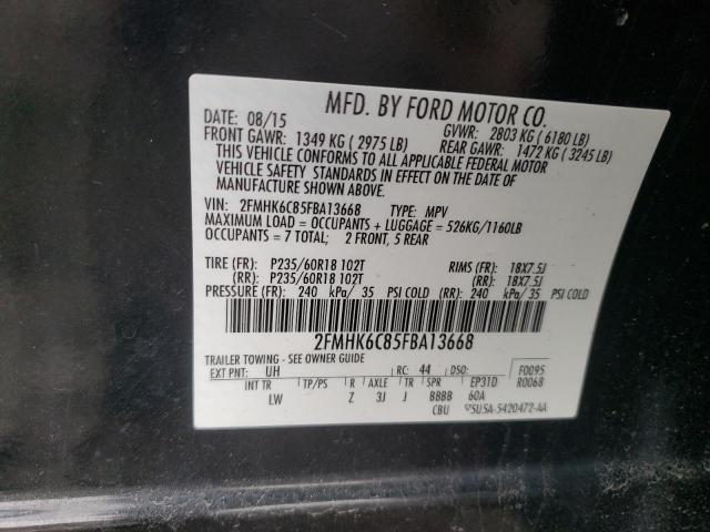 2FMHK6C85FBA13668 - 2015 FORD FLEX SEL BLACK photo 14