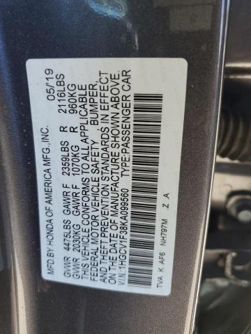 1HGCV1F38KA099560 - 2019 HONDA ACCORD SPORT SILVER photo 12