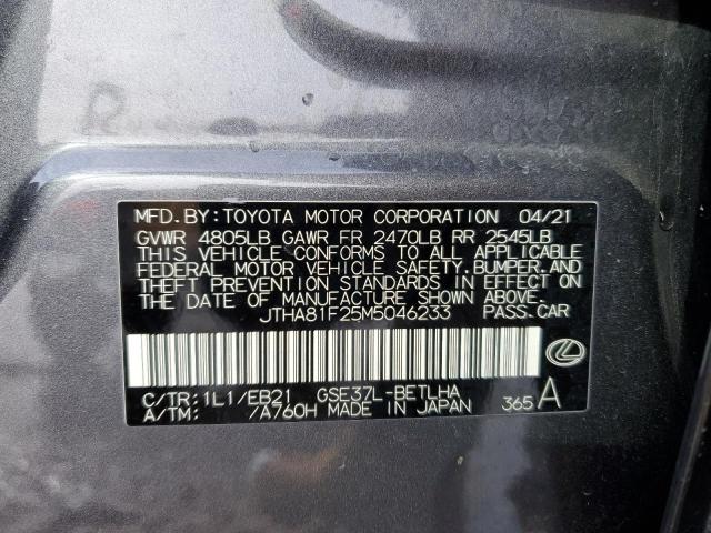 JTHA81F25M5046233 - 2021 LEXUS IS 300 CHARCOAL photo 12