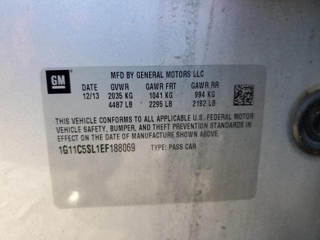 1G11C5SL1EF188069 - 2014 CHEVROLET MALIBU 1LT Srebrny zdjęcie 12