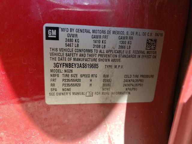 3GYFNBEY3AS619685 - 2010 CADILLAC SRX PERFORMANCE COLLECTION Қызыл фото 13