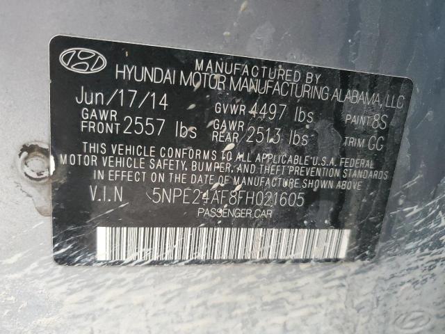 5NPE24AF8FH021605 - 2015 HYUNDAI SONATA SE SILVER photo 12