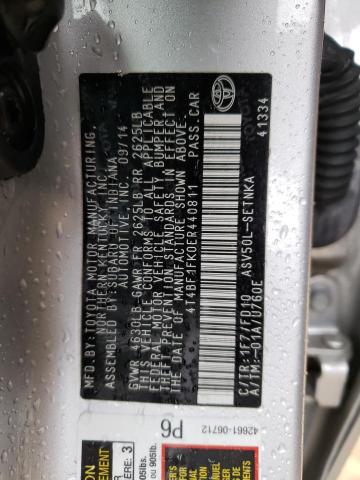 4T4BF1FK0ER440811 - 2014 TOYOTA CAMRY L SILVER photo 12