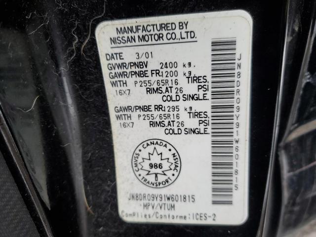 JN8DR09Y91W601815 - 2001 NISSAN PATHFINDER LE 黑色 照片 13