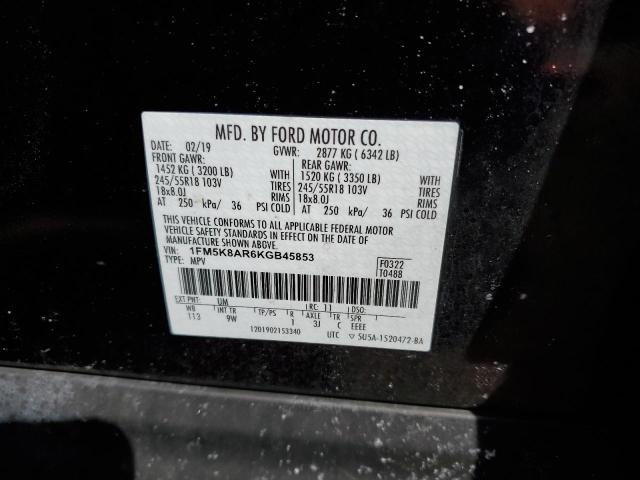 1FM5K8AR6KGB45853 - 2019 FORD EXPLORER POLICE INTERCEPTOR BLACK photo 12