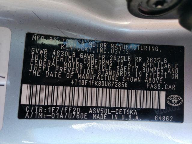 4T1BF1FK8DU672856 - 2013 TOYOTA CAMRY L SILVER photo 13