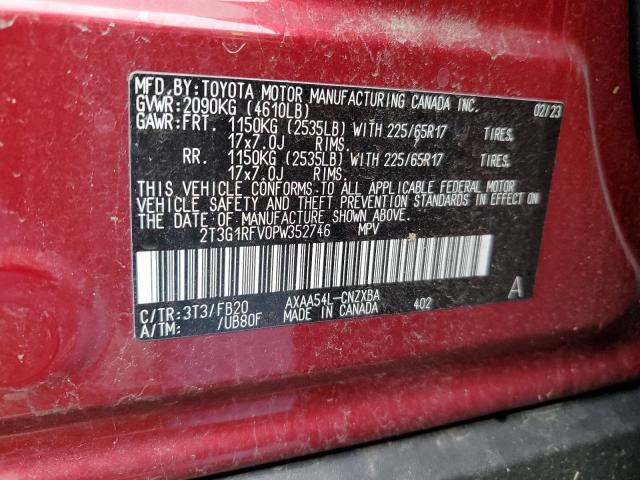 2T3G1RFV0PW352746 - 2023 TOYOTA RAV4 LE RED photo 13