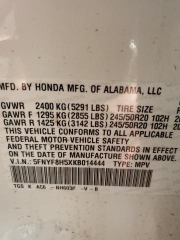 5FNYF8H5XKB014444 - 2019 HONDA PASSPORT EXL Ağ foto 13