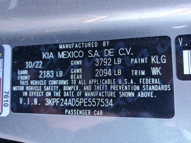 3KPF24AD5PE557534 - 2023 KIA FORTE LX GRAY photo 12