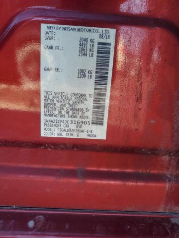 1N4AZ1CP4JC316905 - 2018 NISSAN LEAF S RED photo 12