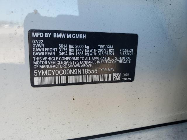 5YMCY0C00N9N18556 - 2022 BMW X6 M WHITE photo 12
