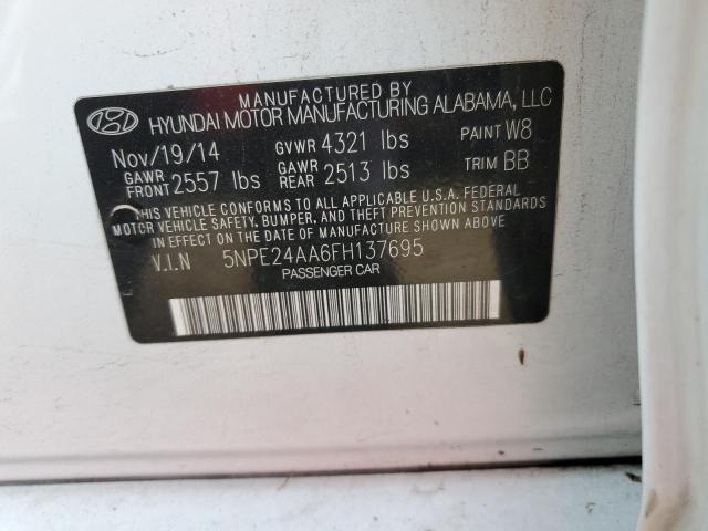 5NPE24AA6FH137695 - 2015 HYUNDAI SONATA ECO WHITE photo 12