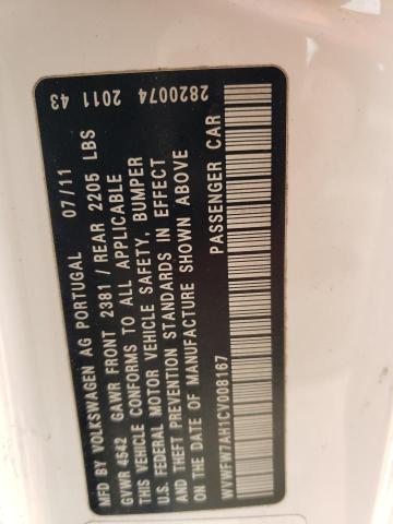 WVWFW7AH1CV008167 - 2012 VOLKSWAGEN EOS LUX 白色 照片 12